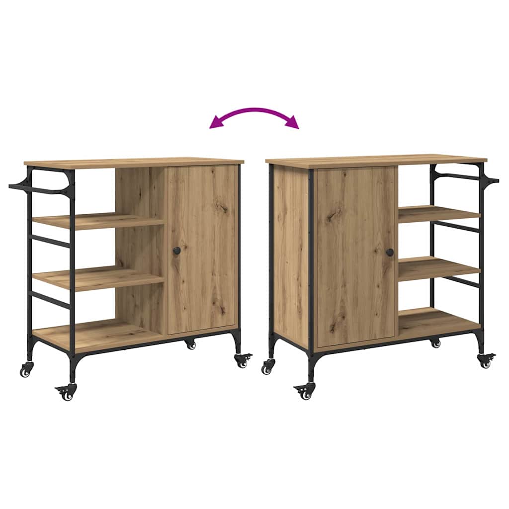 Küchentrolley Artisan Eiche und Schwarz 87.5 x 38.5 x 84.5 cm